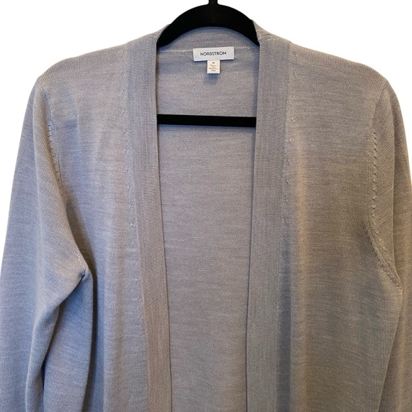 Nordstrom Merino wool blend Grey Cardigan - M - Picture 2 of 6